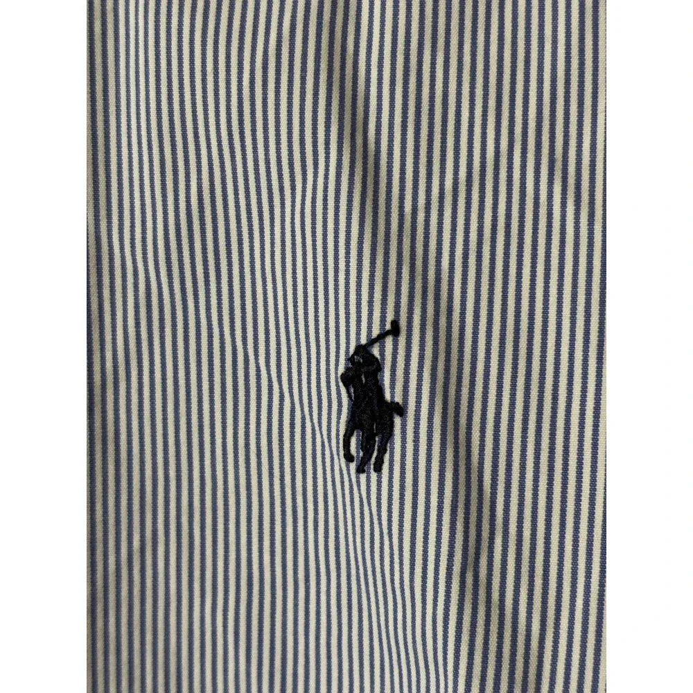 Ralph Lauren Mens Striped Button Down‎ Shirt Long Sleeve Polo Pony Blue/White